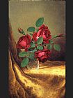 Red Canvas Paintings - Red Roses in a Crystal Goblet
